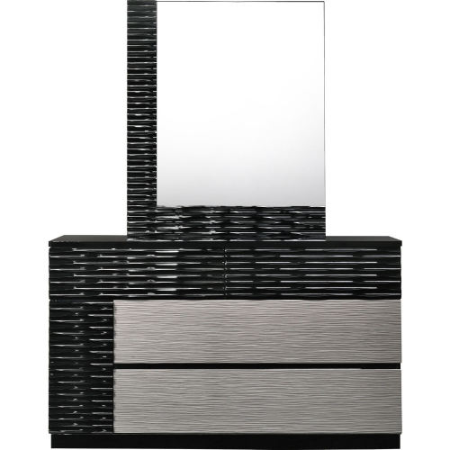 Roma Dresser & Mirror in Black & Grey Lacquer